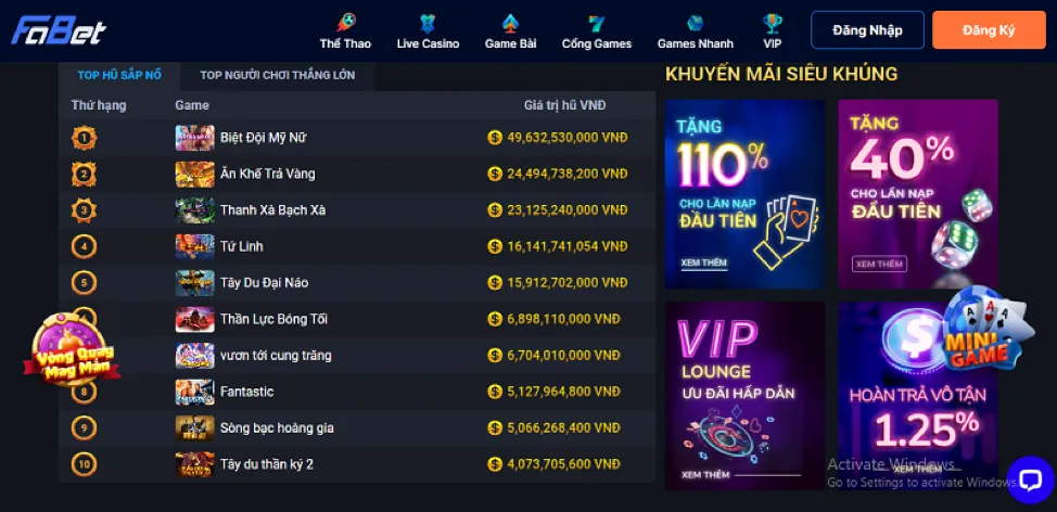Giao diện cá cược thể thao trực tiếp trên 7ball chính thức